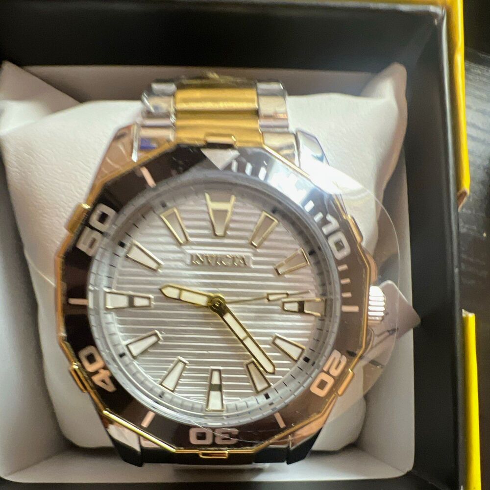 Invicta Pro Diver Men's Quartz Diver 46mm Two-Tone Bracelet Black Bezel 30m